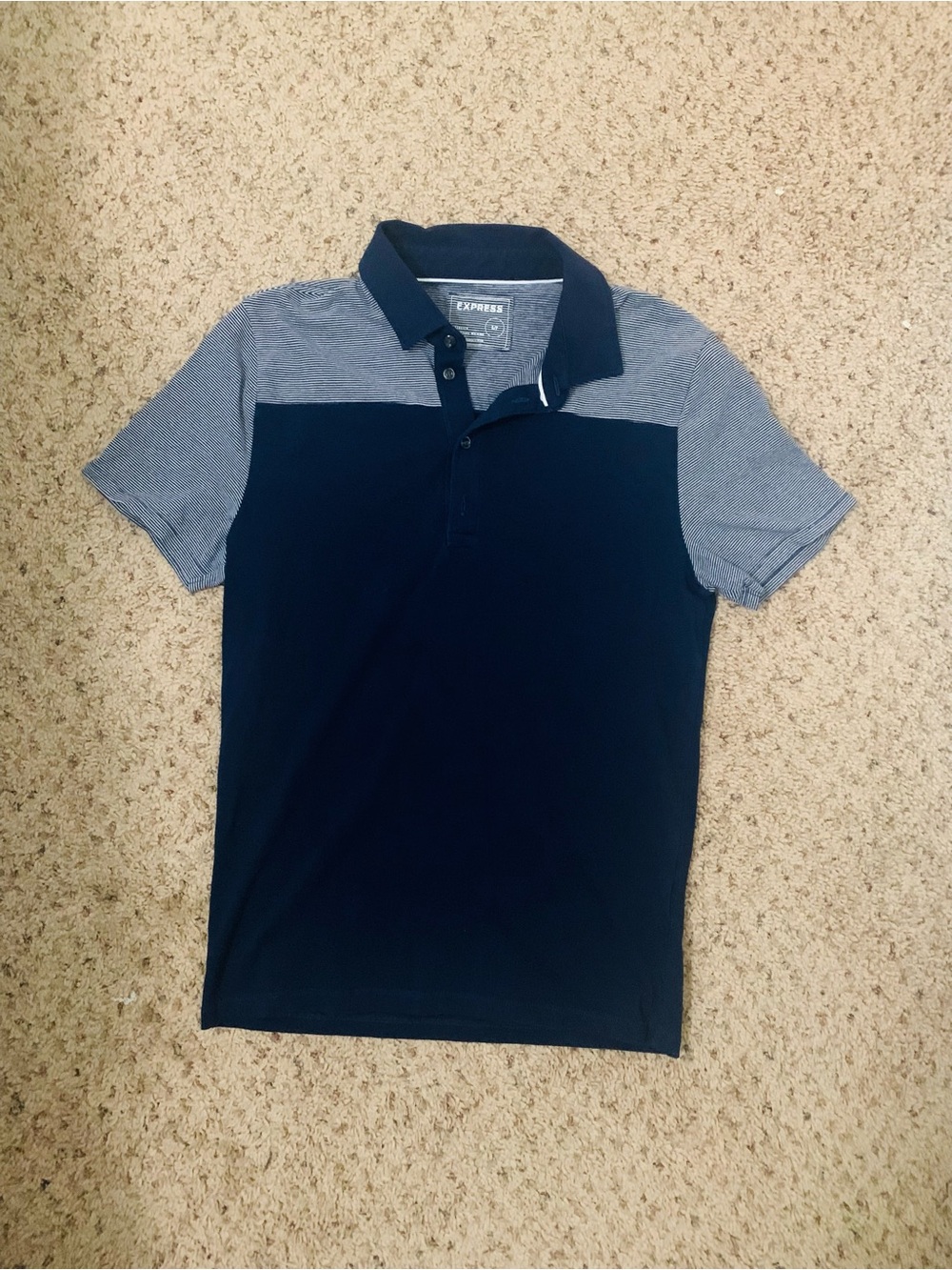 Express Navy Polo with Light Blue Heathered Yoke